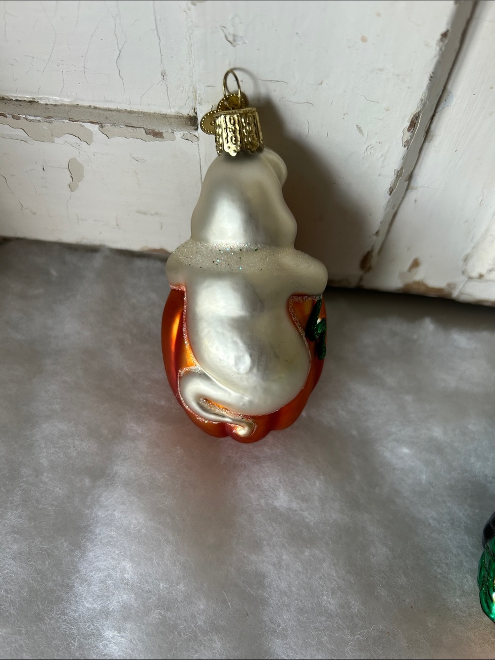 Halloween Glass Pumpkin Ornament with Ghost Accent - Orange - Picture 2 of 2